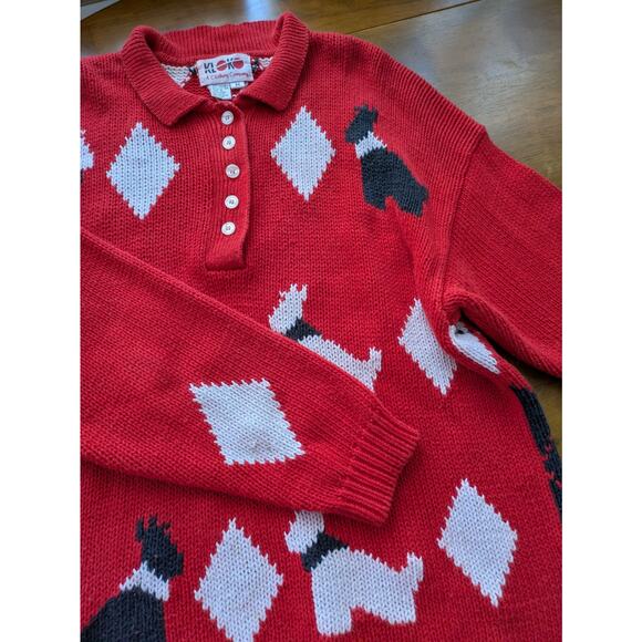 Vintage KLOKO Scotty Dog Sweater Red Ramie Polo Men’s M Hong Kong 80s 90s Rare - Picture 8 of 8